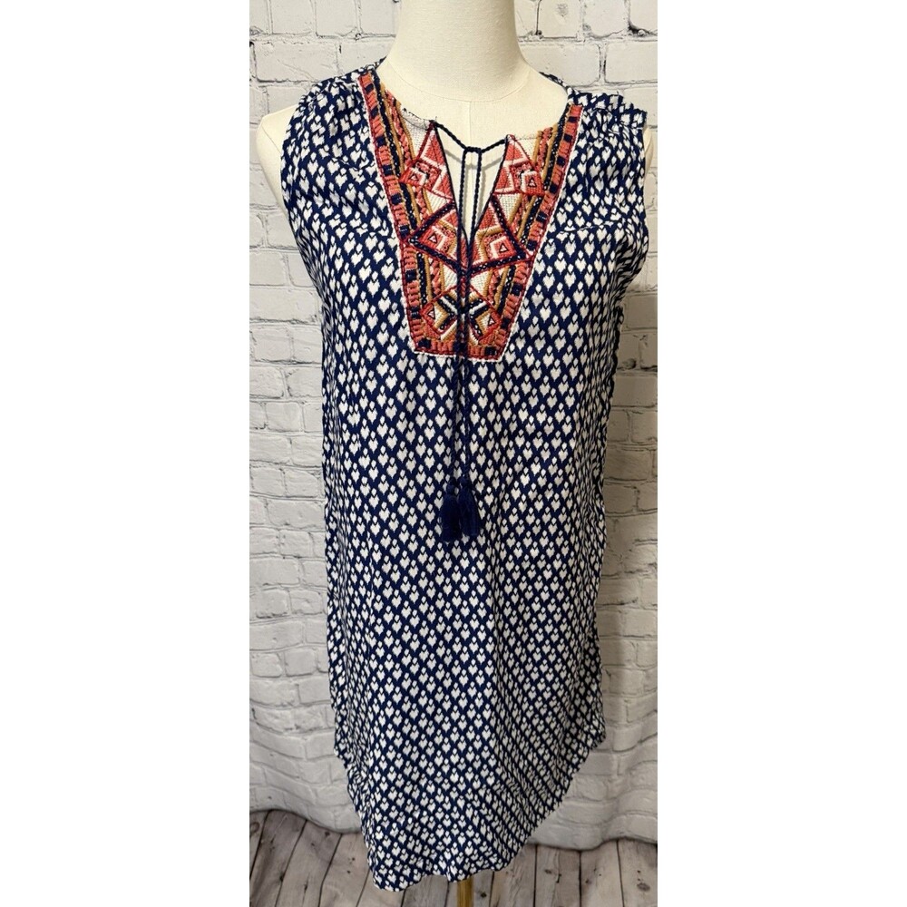 Beach Lunch Lounge Boho Embroidered Sleeveless Summer Sundress Women’s Small